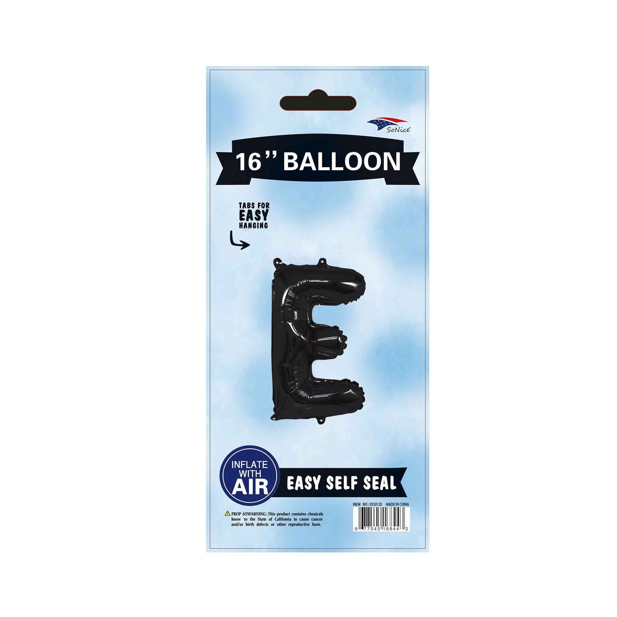16"Foil Balloon Letter E Black